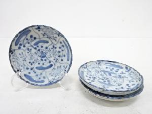 古伊万里　染付　花唐草豆皿3客揃